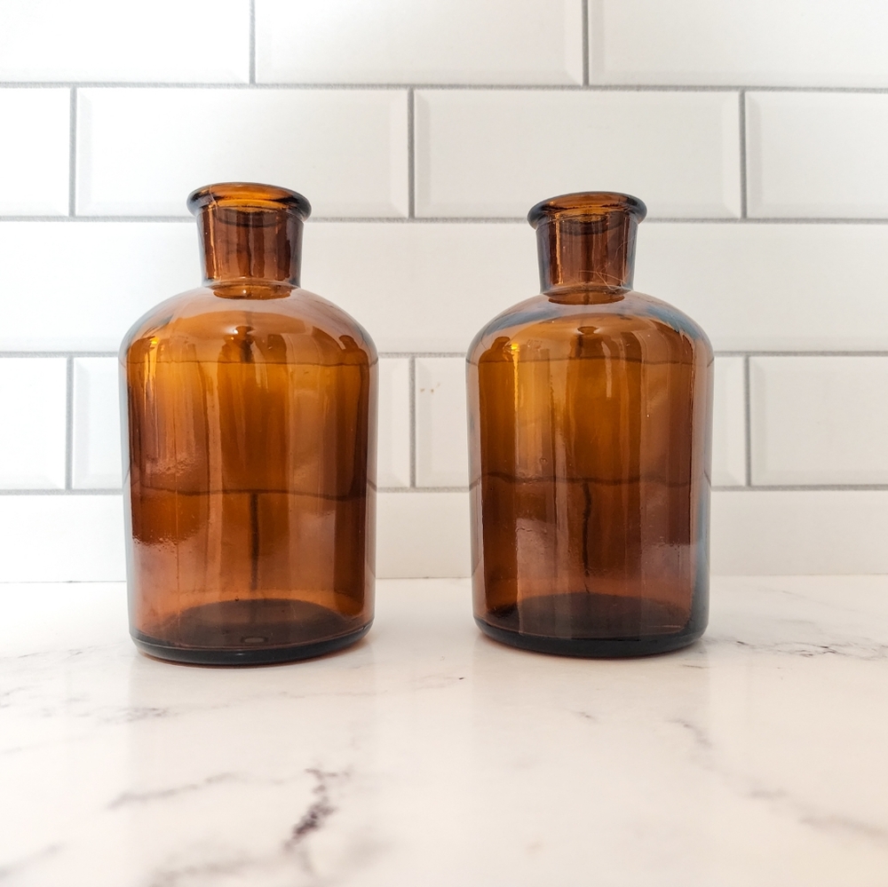 2 Amber Jar Vases